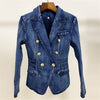 Gold button denim blazer