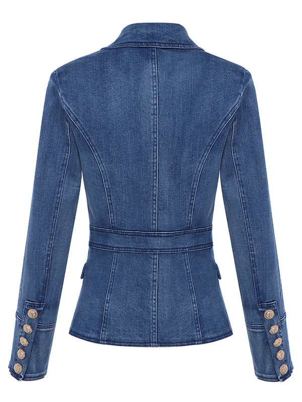 Gold button denim blazer