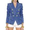 Gold button denim blazer
