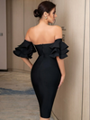 Strapless Waterfall Sleeve Dress